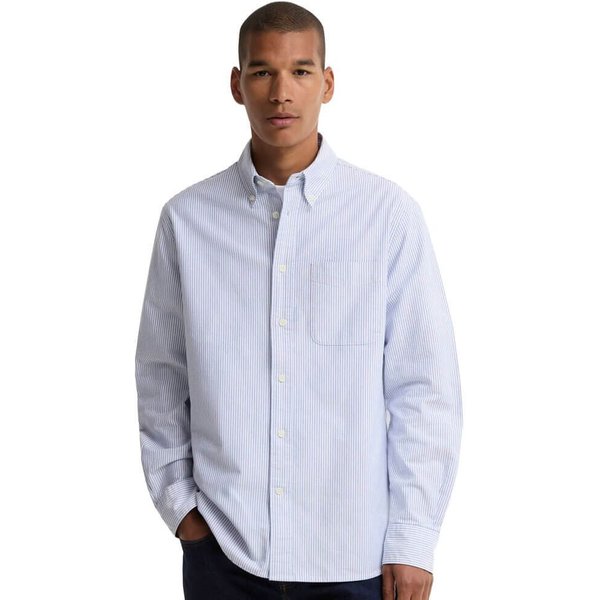 Barbour Mens Striped Authentic-Fit Long-Sleeved Shirt - Blue - M