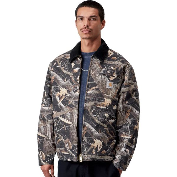 Carhartt WIP Mens OG Detroit Jacket - Camo Feather Tree/Black (Heavy Stone Wash) - XS