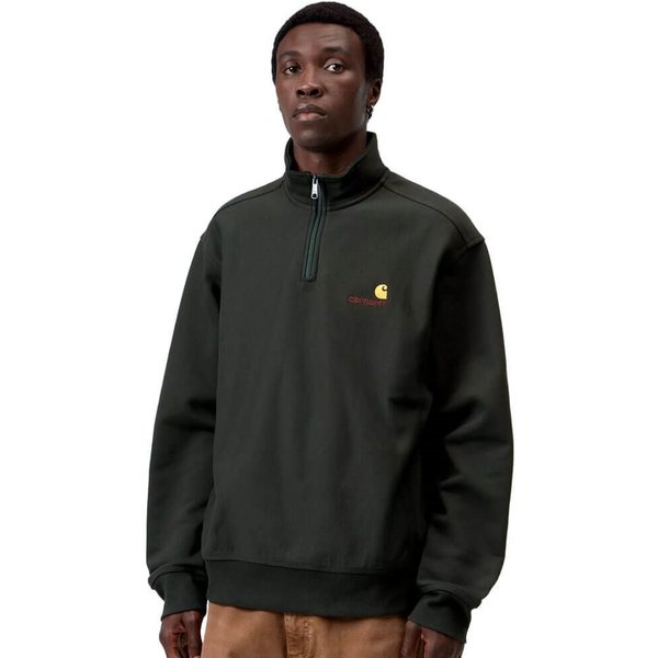 Carhartt WIP Mens Half Zip American Script Sweatshirt - Raven - M