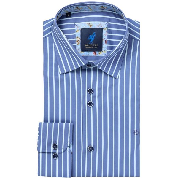 Benetti Mens Munich Stripe Shirt - Indigo - XL