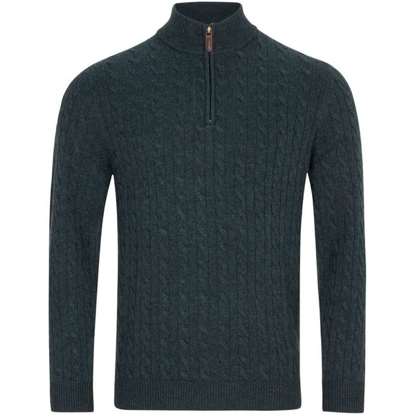 Benetti Mens Grant 1/4 Zip Cable Knit Sweater - Teal - S