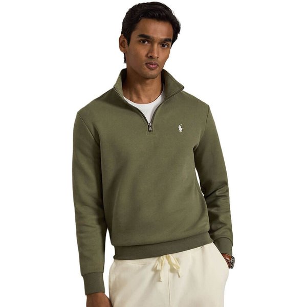 Polo Ralph Lauren Mens Double-Knit Quarter-Zip Pullover - Cruise Olive - 2XL