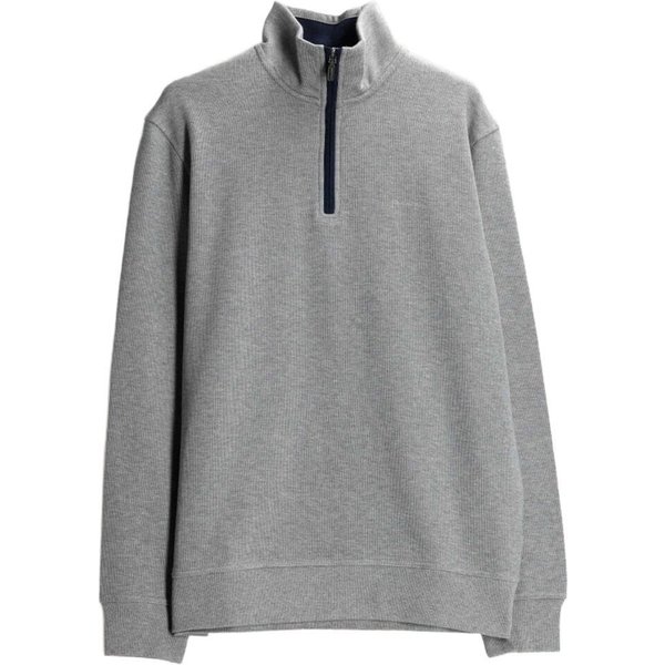 GANT Mens Sacker Rib Half-Zip Sweatshirt - Grey - S