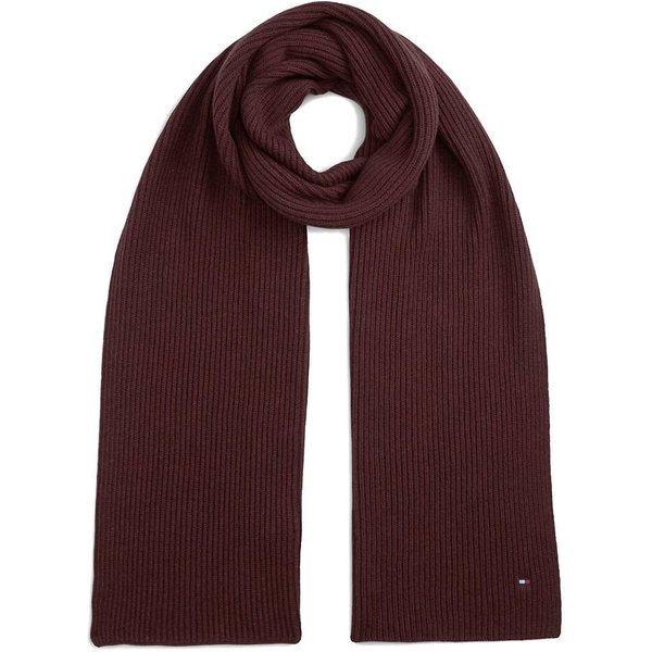 Tommy Hilfiger Mens Hilfiger Flag Scarf With Cashmere - Red Wine Melange - One