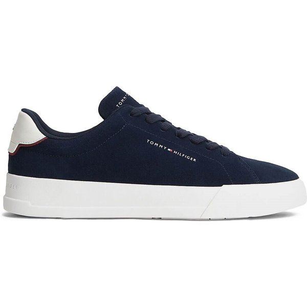 Tommy Hilfiger Mens Suede Contrast Heel Court Trainers - Rwb Navy - 11