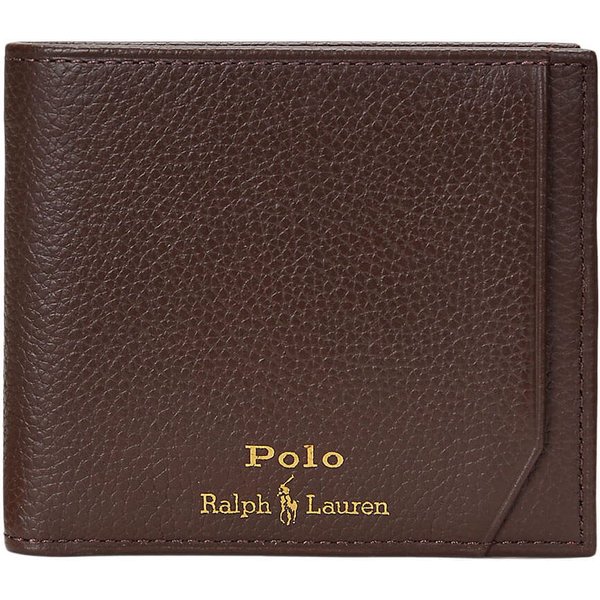 Polo Ralph Lauren Mens Pebbled Leather Billfold Wallet - Dark Brown - One
