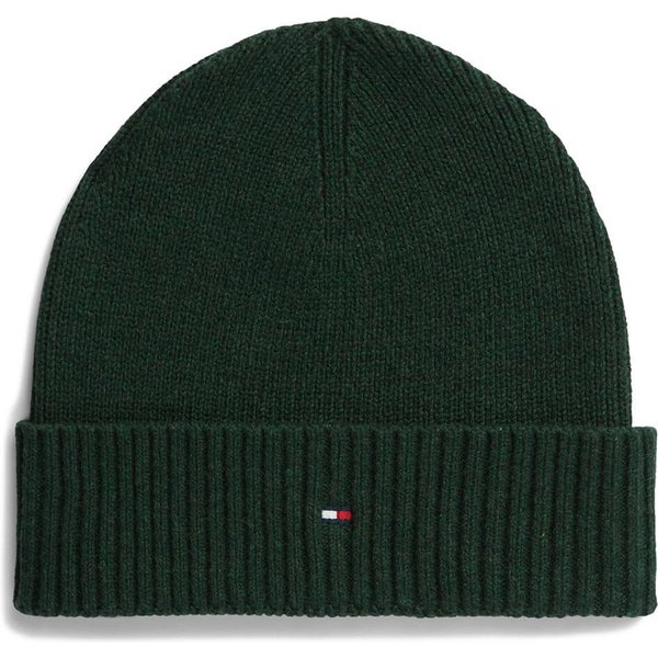 Tommy Hilfiger Flag Embroidery Beanie With Cashmere - Majestic Emerald Melange - One
