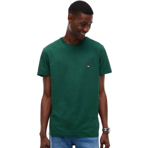 Tommy Jeans Mens Signature Logo T-Shirt - Velvet Green - 2XL
