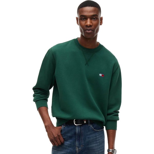 Tommy Jeans Mens Badge Fleece Sweatshirt - Velvet Green - M