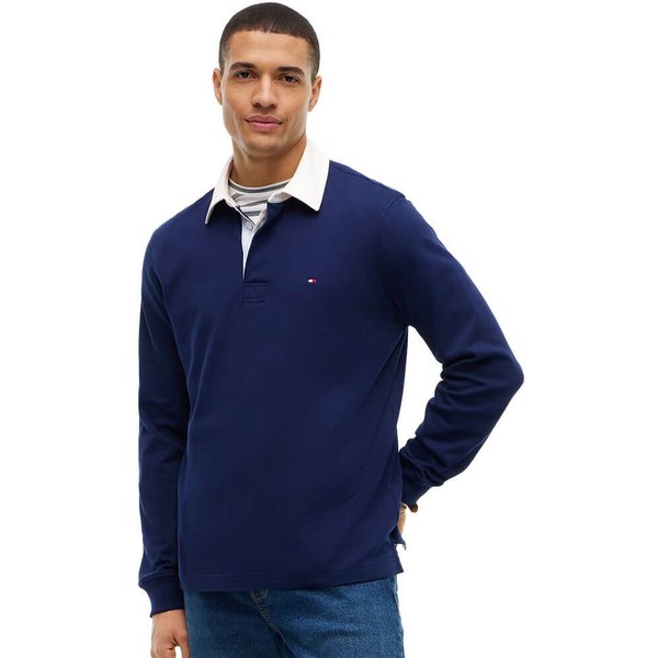 Tommy Hilfiger Mens Essential Solid Rugby Shirt - Carbon Navy - L