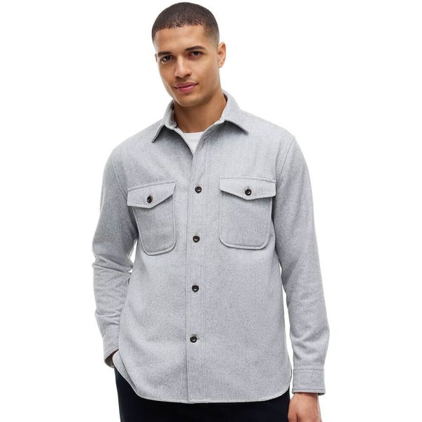 Tommy Hilfiger Mens Relaxed Fit Wool Blend Shirt - Light Grey Heather - XS