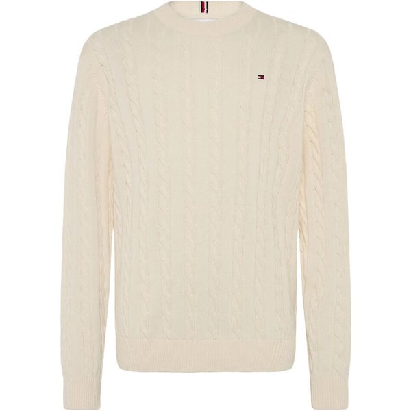 Tommy Hilfiger Boys Cable Knit Crew Neck Jumper - Ivory Petal - 10