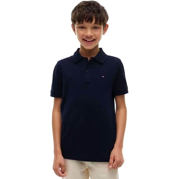 Tommy Hilfiger Boys Essential Flag Embroidery Pique Polo Shirt - Dark Night Navy - 8