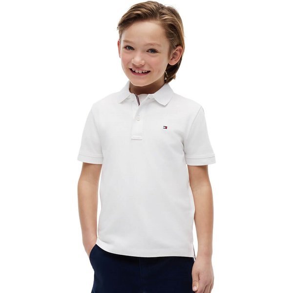 Tommy Hilfiger Boys Essential Flag Embroidery Pique Polo Shirt - White - 12