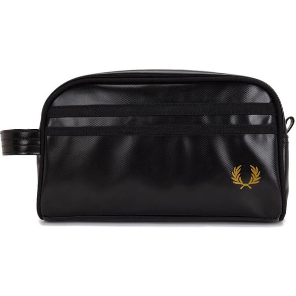 Fred Perry Coated Polyester Wash Bag - Black/Gold - One