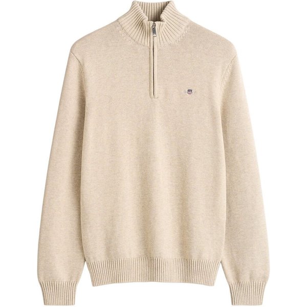 GANT Mens Casual Cotton Half-Zip Sweater - Seed Melange - L