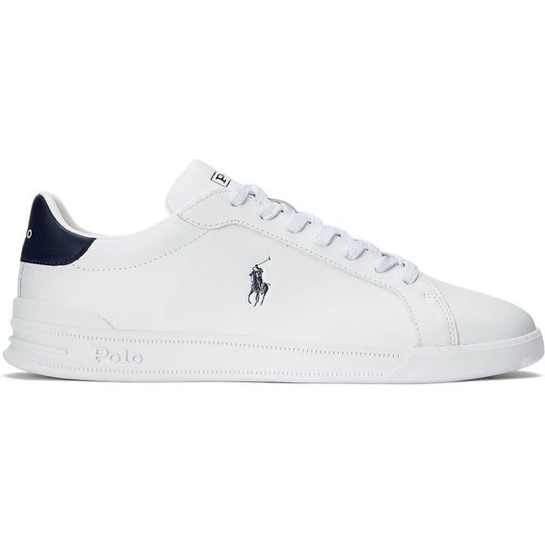 Polo Ralph Lauren Mens Heritage Court II Nappa Leather Trainers - White/Newport Navy - 7