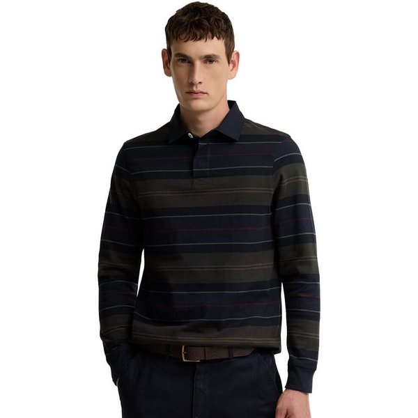 Barbour Mens Frith Striped Rugby Shirt - Navy - M