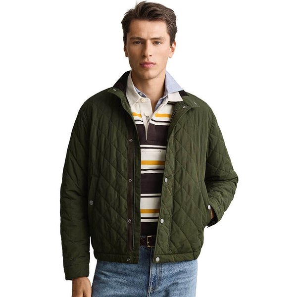 GANT Mens Quilted Jacket - Dark Moss Green - S