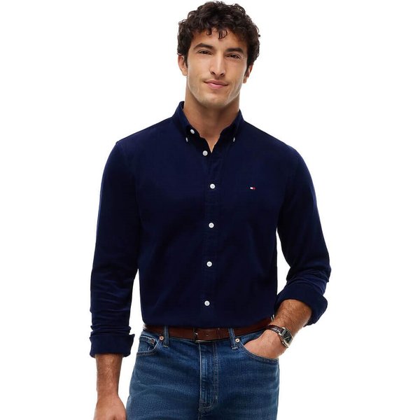 Tommy Hilfiger Mens Regular Fit Fine Corduroy Shirt - Imperial Navy - L