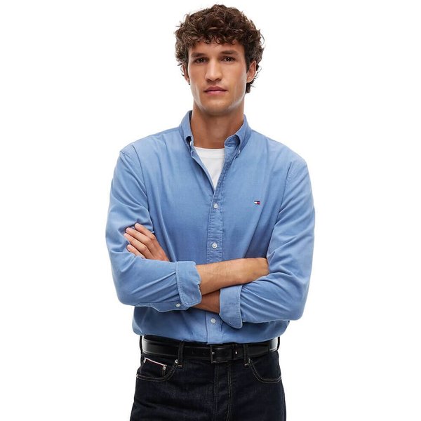 Tommy Hilfiger Mens Regular Fit Fine Corduroy Shirt - Brisk Blue - S