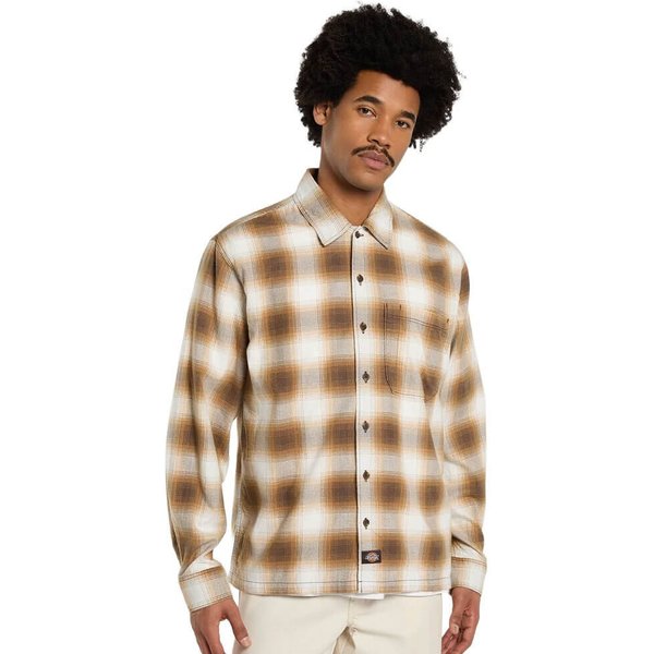 Dickies Mens Gulfport Flannel Shirt - Chocolate Brown - XS