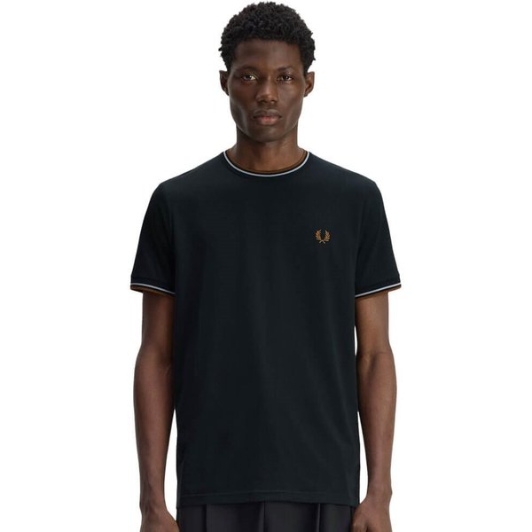 Fred Perry Mens Twin Tipped T-Shirt - Night Green/Dusky Blue/Dark Caramel - XL