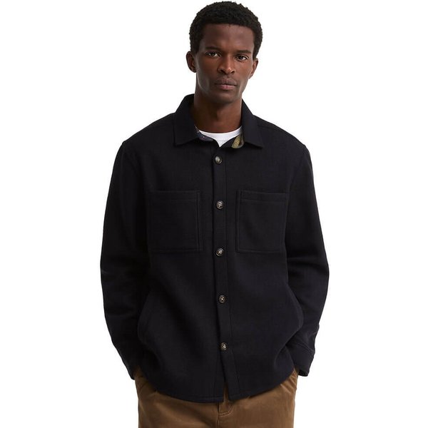 Barbour Mens Marltown Tailored Wool-Blend Overshirt - Navy Marl - S