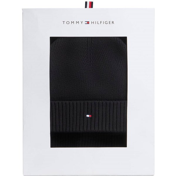 Tommy Hilfiger Mens Hilfiger Flag Scarf And Beanie Gift Box - Black - One