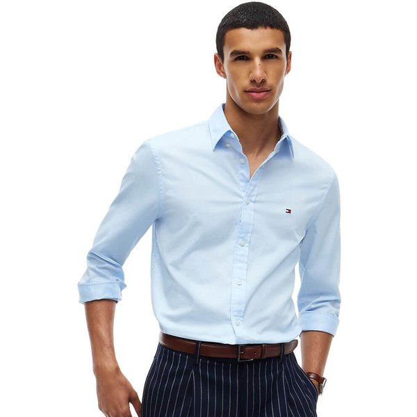 Tommy Hilfiger Mens TH Flex Slim Fit Dobby Shirt - Sweet Blue - M