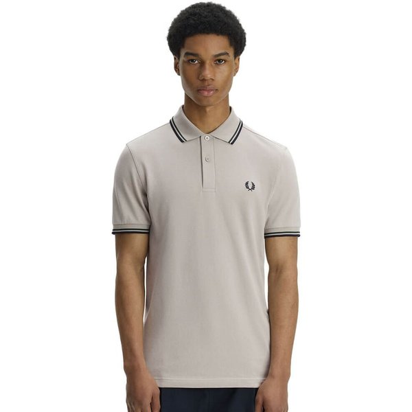 Fred Perry Mens M3600 Twin Tipped Polo Shirt - Drizzle/Grassroots/Navy - XL