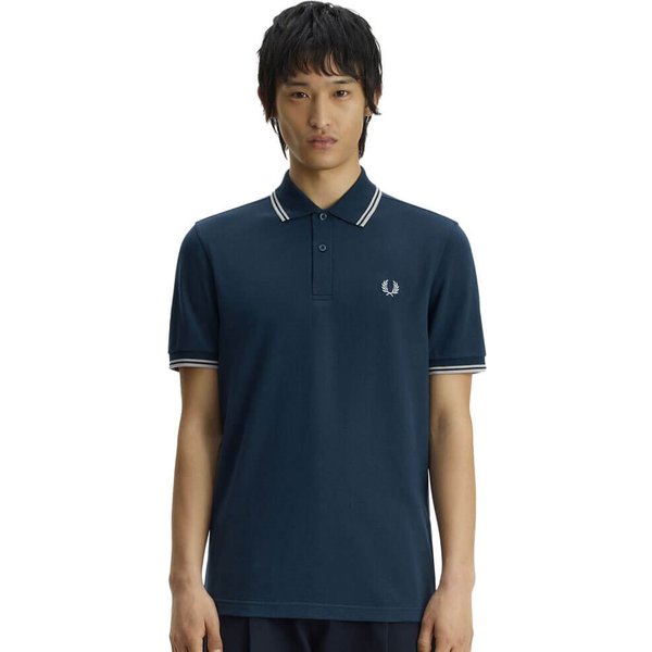 Fred Perry Mens M3600 Twin Tipped Polo Shirt - Mod Blue/Slate/Slate - 2XL