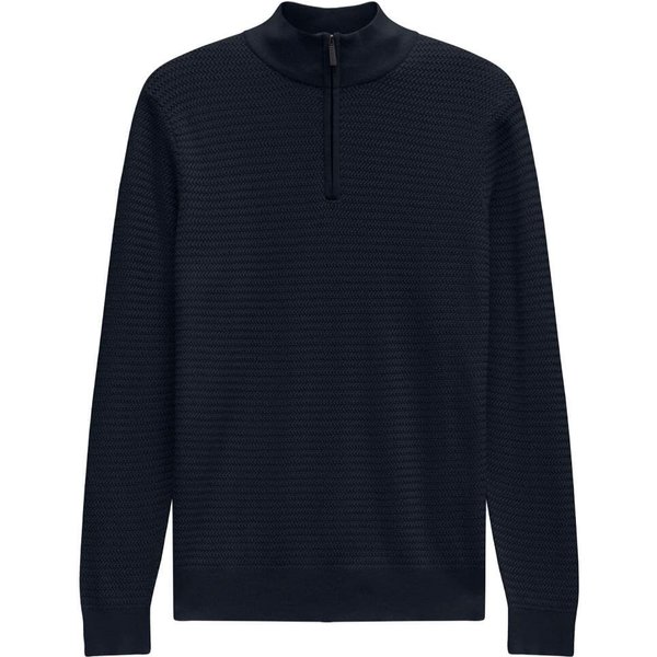 Bugatti Mens Textured Knit Quarter-Zip Sweater - Navy - M
