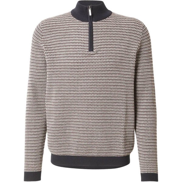 Bugatti Mens Textured Knit Quarter-Zip Sweater - Navy Blue - S