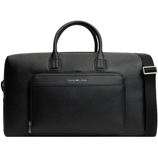 Tommy Hilfiger Metal Logo Pebble Grain Duffel Bag - Black - One
