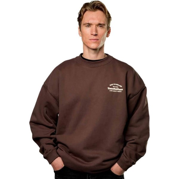 ThreefiveThree Mens Oversized Crest Sweatshirt - Coffee Bean Brown - L