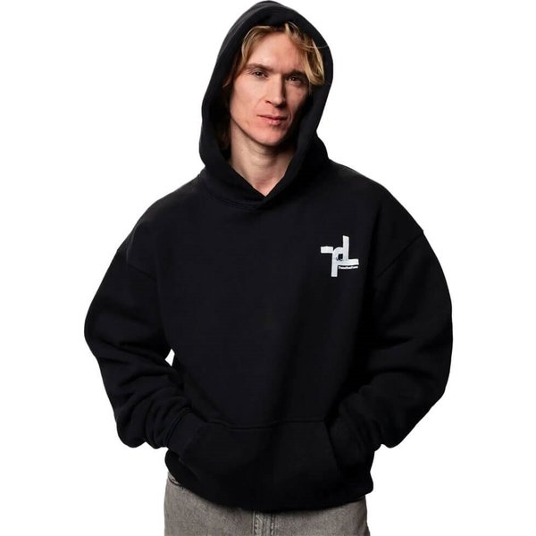 ThreefiveThree Mens Origin Heavyweight Oversized Graffiti Hoodie - Obsidian - M