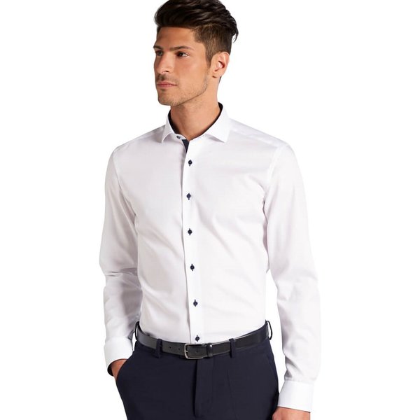 Eterna Mens Pinpoint Slim Fit Formal Shirt - White - 37