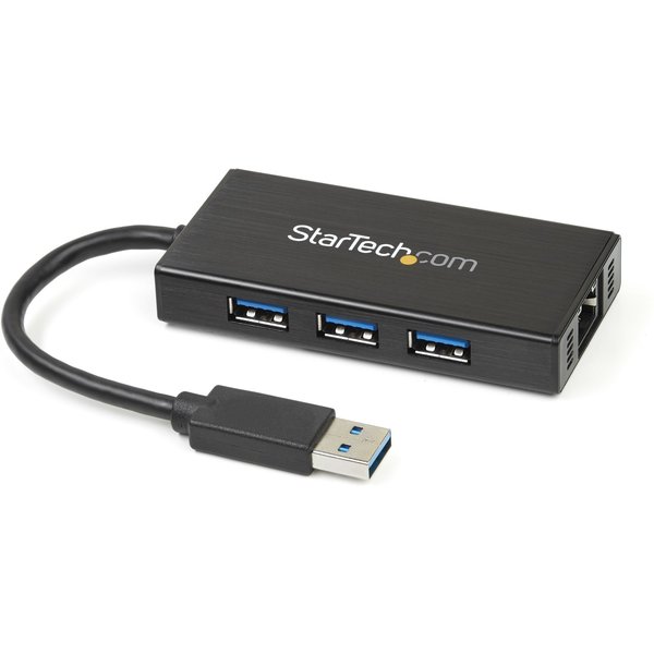 Startech.Com Hub USB 3.0 (5Gbps) A 3 Porte Portatile Con NIC Gigabit Ethernet - In Alluminio Con Cavo Integrato-image