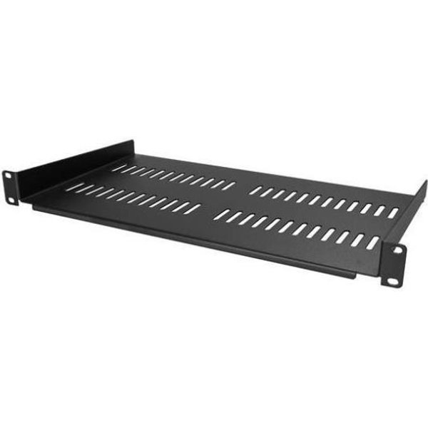 Startech.Com Ripiano Rack 19" 2U - Mensola Universale Ventilata Per Rack E Armadi Di Rete Da 19 Pollici - Scaffale In Acciaio Resistente - Capacità Di Peso 20Kg - Profondità 25 Cm - Nero-image