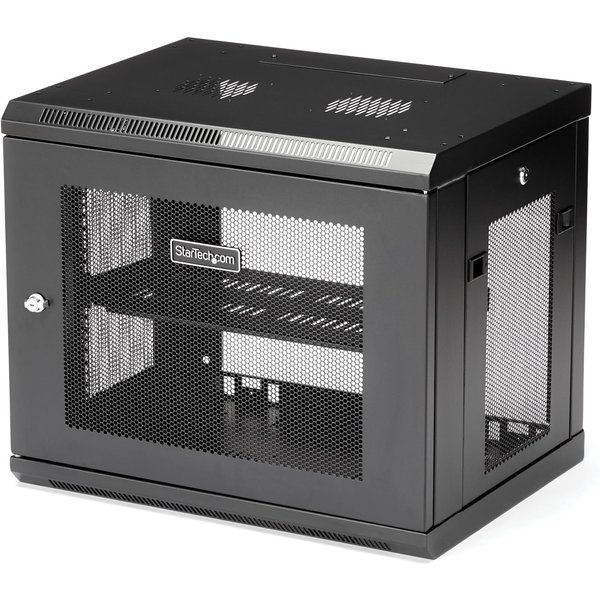 Startech.Com Armadio Rack 19" 9U A 2 Montanti A Muro - Server Rack 19 Pollici Con Ripiano 1U Per Switch E Dispositivi Di Rete/Av/It - Rack Dati Venitlato Montabile A Parete-image