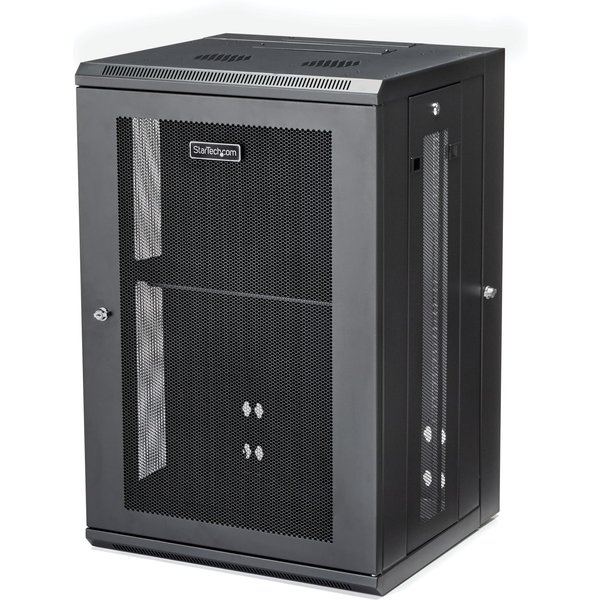StarTech.com Armadio Rack 19" 18U A Muro - Server Rack 19 Pollici A 4 Montanti Con Cerniere - Rack Dati Ventilato Con Ripiano 1U E Pannelli Laterali Rimovibili Per Apparecchiature Dati/Av/Elettroniche/Informatiche-image