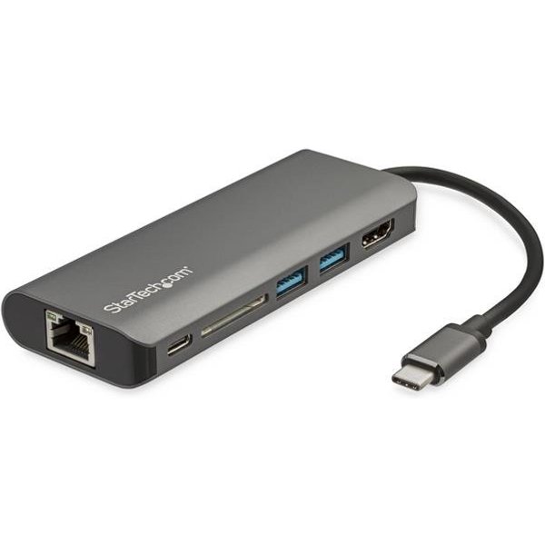 Startech.Com Adattatore Multiporta USB-C - Dock Da Viaggio USB Tipo C A Hdmi 4K, 3X USB 3.0 Hub, SD / Sdhc, Gbe, Pass-Through PD 3.0 Da 100W - Mini Docking Station USB Tipo C Portatile USB Type-C / Thunderbolt 3-image