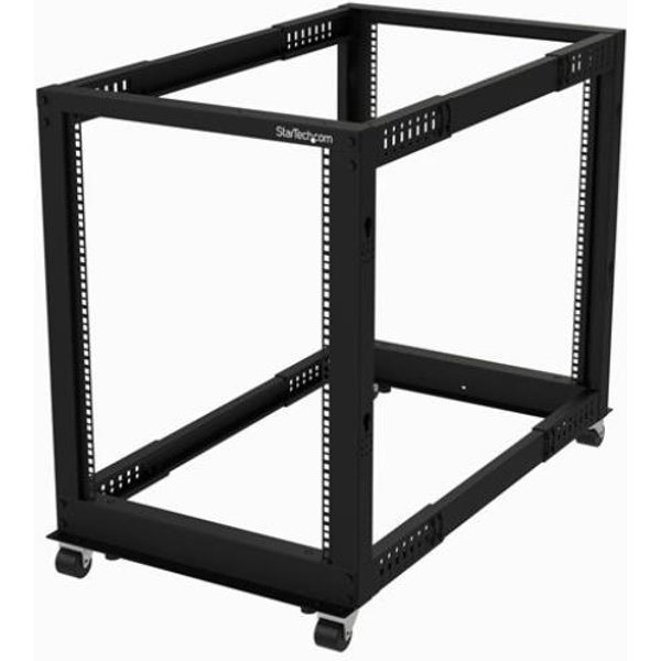 Startech.Com Server Rack A 4 Montanti 15U Open Frame, Armadio Rack Di Rete 19" Con Ruote, Piedini Di Livellamento/Montaggio A Pavimento, Quadro Rack Scorrevole/Profondità Regolabile Per Apparecchiature Av/Dati/It-image