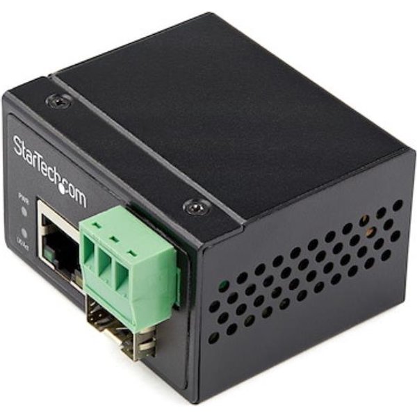 Startech.Com Media Converter Fibra Ottica A Ethernet - Convertitore Industriale Da Fibra A Rame 100 Mbps - SFP A Rj45/Cat6 - Fibra Monomodale/Multimodale A Rete Ethernet -12-56V DC - IP-30-image