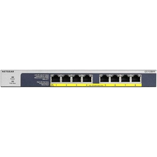 Netgear GS108PP Non Gestito Gigabit Ethernet (10/100/1000) Supporto Power Over Ethernet (Poe) Nero-image