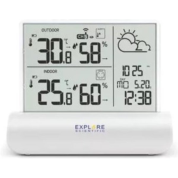 Stazione Barometrica Explore Scientific Glass LCD WSH4501 White E Clea-image