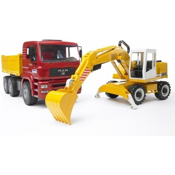 Mezzo Cantiere Bruder 02751 Liebherr Camion Man E Escavatore-image