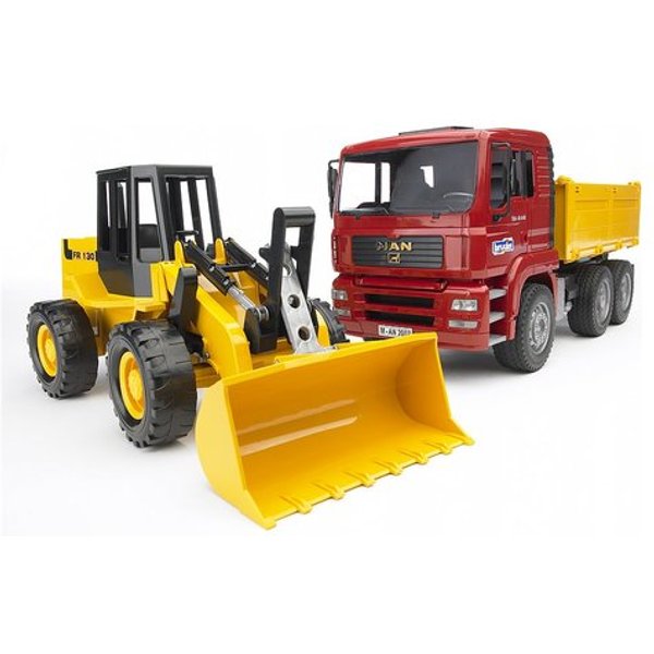 Mezzo Cantiere Bruder 02752 MAN Set Dumper Camion E Ruspa 1:16-image