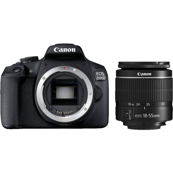 Canon EOS 2000D + EF-S 18-55Mm F/3.5-5.6 III Kit Fotocamere SLR 24,1 MP Cmos 6000 X 4000 Pixel Nero-image